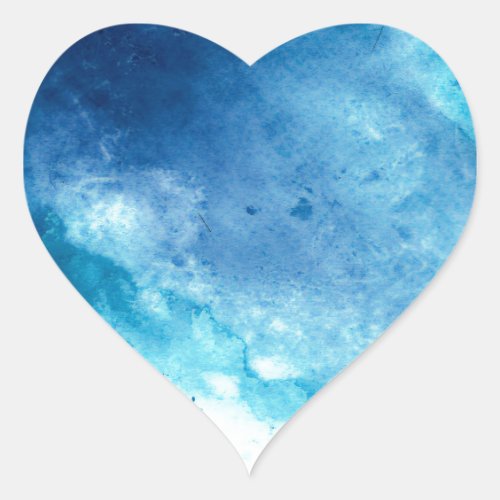 Blue Ombre Inkblot Splatter Watercolor Pattern Heart Sticker