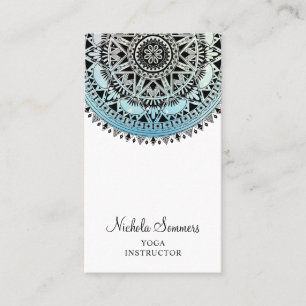 Blue Ombre Mandala Yoga Instructor Business Card