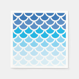 Blue Ombre Mermaid Scales Paper Napkins