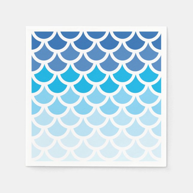Blue Ombre Mermaid Scales Paper Napkins (Front)