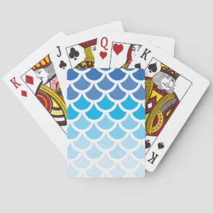 Blue Ombre Mermaid Scales Poker Cards