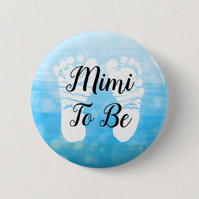 Blue Ombre Mimi to be Baby Shower Gift  Button (Front)