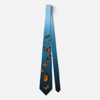 Blue Ombre Monarch Butterflies Neck Tie by tigressdragon at Zazzle