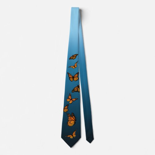 Blue Ombre Monarch Butterflies Neck Tie