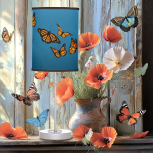 Blue Ombre Monarch Butterflies Table Lamp