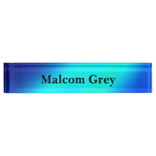 Blue ombre moonlight Double Stripe Desk Name Plate