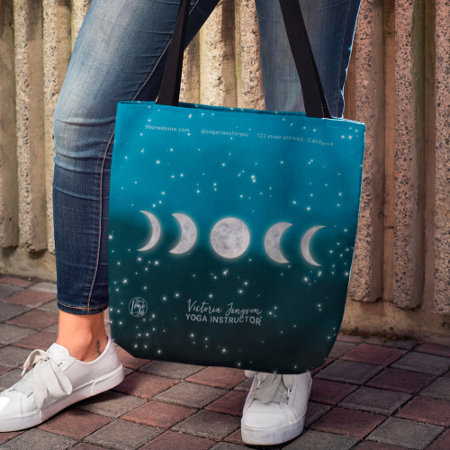 Blue Ombre Moons Star Yoga Instructor Teacher Tote Bag