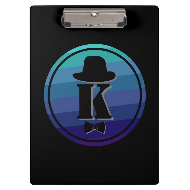 Blue Ombre Name Initial Monogram For Men Clipboard (Front)