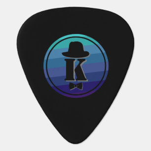 Blue Ombre Name Initial Monogram For Men Guitar Pick