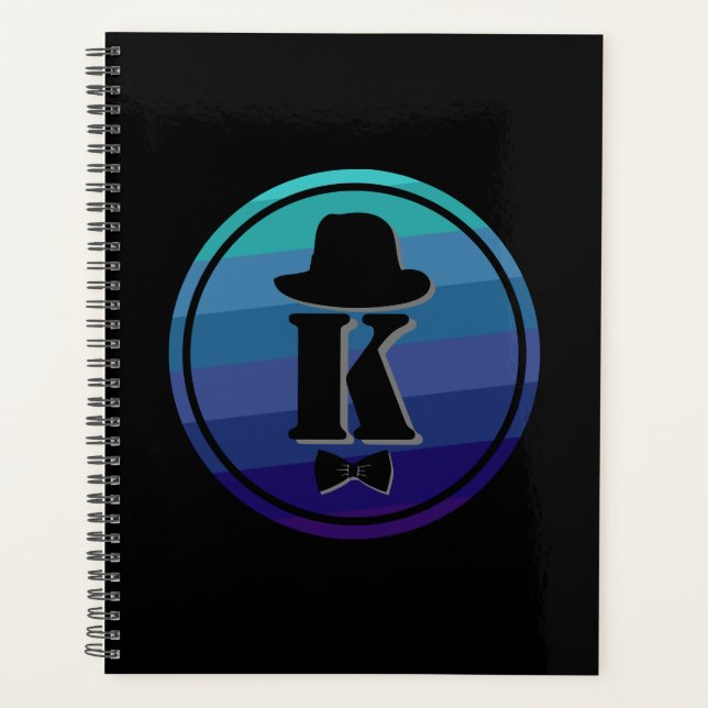 Blue Ombre Name Initial Monogram For Men Planner (Front)