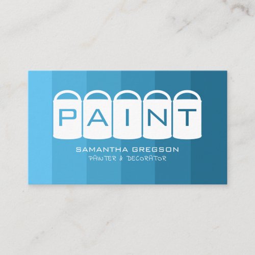 Blue Ombre Paint Buckets Painter  Decorator Business Card