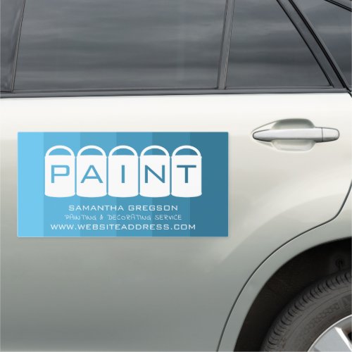 Blue Ombre Paint Buckets Painter  Decorator Car Magnet