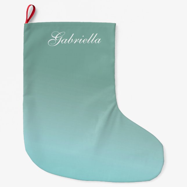 Blue Ombre Personalized Large Christmas Stocking (Front)