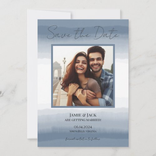 Blue Ombre Save the Date Announcement