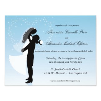 Blue Ombre Silhouette Formal Wedding Invite