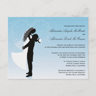 Blue Ombre Silhouette Formal Wedding Invite