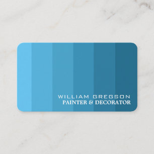 Blue Ombre Stripes, Painter & Decorator Business Card