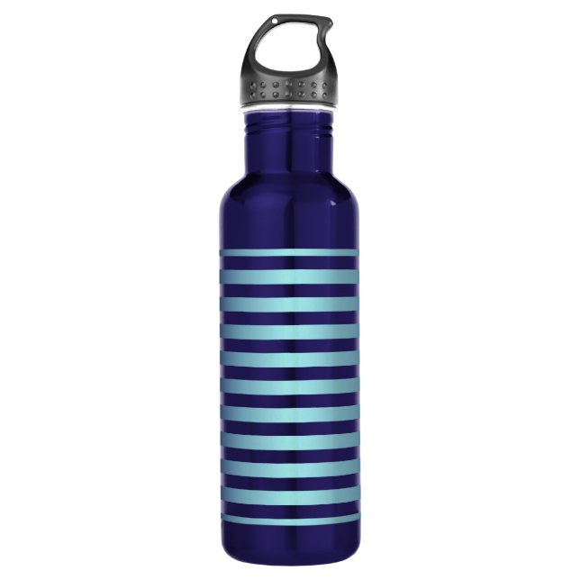Blue Ombre Stripes Stainless Steel Water Bottle (Front)