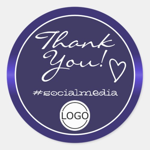 Blue Ombre Thank You Labels Circle Logo Template