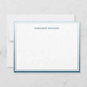 Blue Ombre Two Borders Professional Modern Note Card