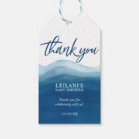 Blue Ombre Watercolor Baby Shower  Gift Tags