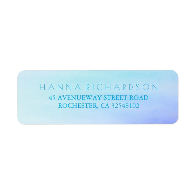Blue Ombre Watercolor Elegant Label (Front)