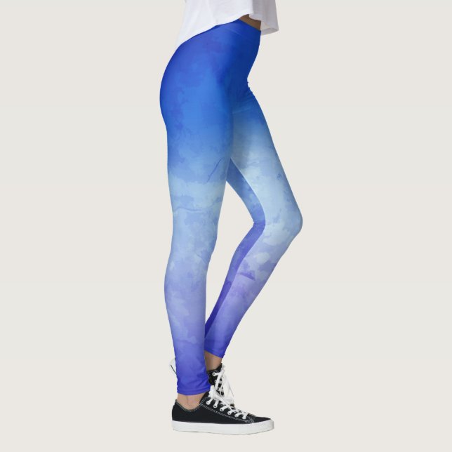 Blue Ombre Watercolor Leggings (Right)