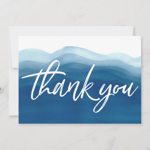 Blue Ombre Watercolor Thank You Card