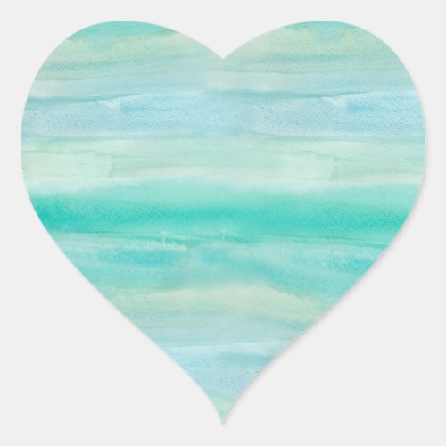 Blue Ombre Watercolor Wash Pattern Heart Sticker