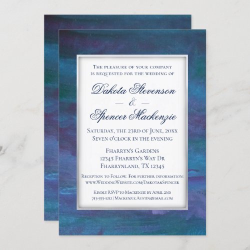 Blue_Ombre Wedding  Turquoise Teal Violet Purple Invitation