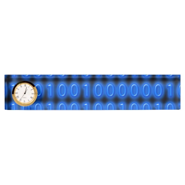 Blue on Black Binary Code Name Plate (Front)
