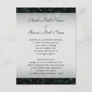 Blue on Black Floral Border Invitation
