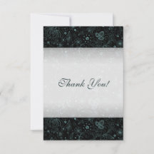 Blue on Black Floral Border Thank You