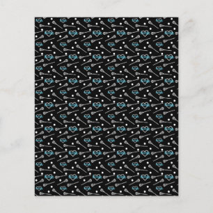 Blue on Black Lacrosse Stick & Hearts Scrapbook