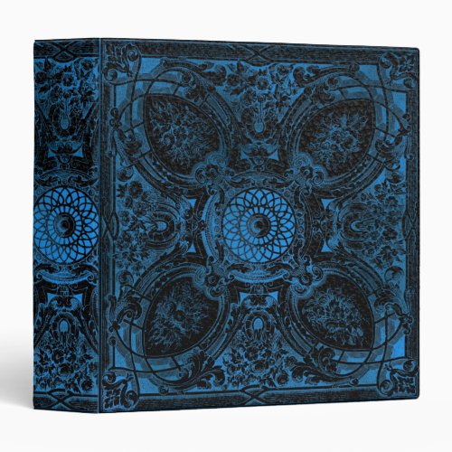 Blue on Black Leather Vintage Book of Shadows 3 Ring Binder