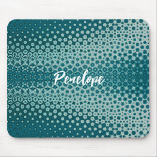 Blue on Blue Abstract White Monogram Mouse Pad