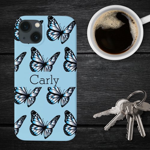 Blue on Blue Butterflies and More Butterflies  iPhone 13 Case