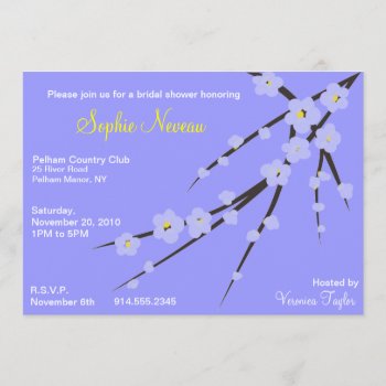 Blue On Blue Cherry Blossom Bridal Shower Invite by Stephie421 at Zazzle