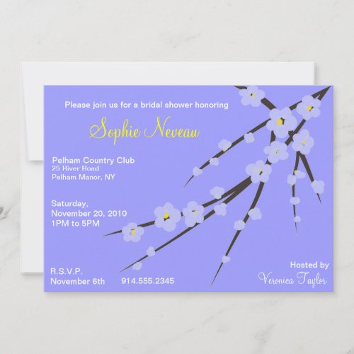 Blue on Blue Cherry Blossom Bridal Shower Invite