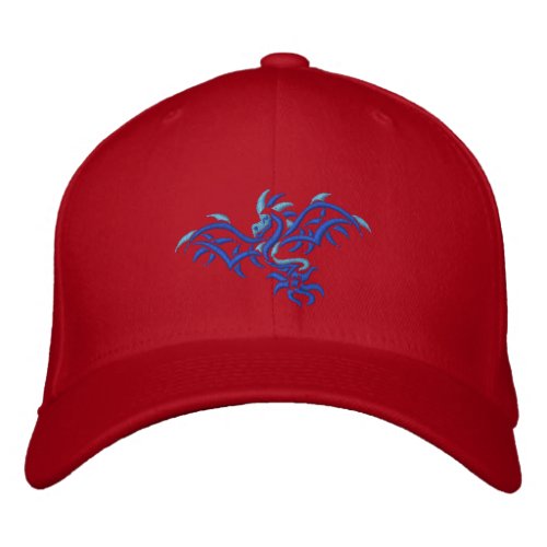 BLUE ON BLUE DRAGON EMBROIDERED BASEBALL HAT