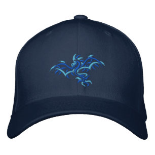 BLUE ON BLUE DRAGON EMBROIDERED BASEBALL HAT