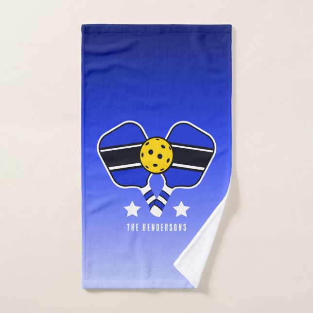 Blue on blue faded back Customizable name Hand Towel (Hand Towel)