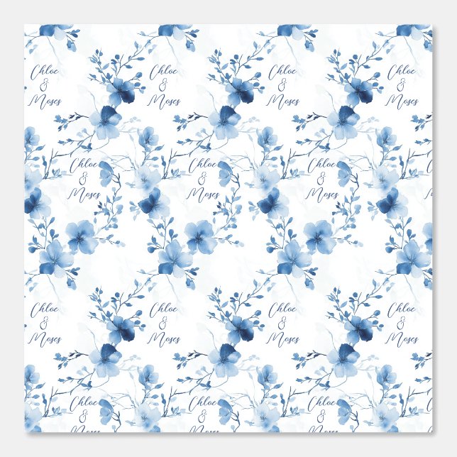 Blue on Blue, Flower Blossom Backdrop Wallpaper (Front)
