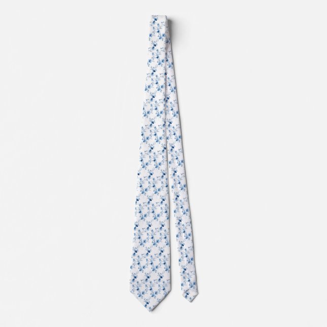 Blue on Blue, Flower Blossom Neck Tie (Front)