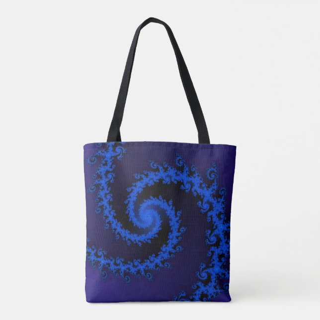 BLUE ON BLUE FRACTAL DESIGN TOTE BAG (Back)