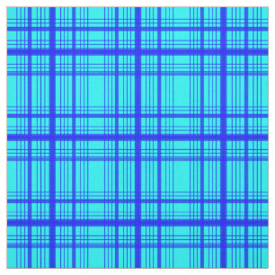 Blue on Blue Graphic Windowpane Plaid Check Fabric