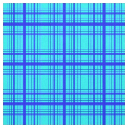 Blue on Blue Graphic Windowpane Plaid Check Fabric