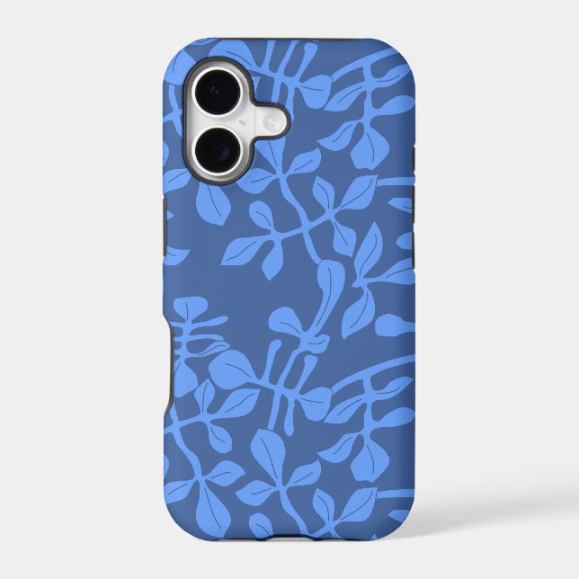 Blue on Blue Leaf Pattern iPhone Barely There Case (Back)