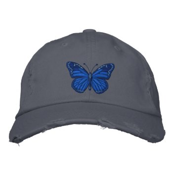 Blue On Blue Monarch Butterfly Embroidered Baseball Cap by TigerDen at Zazzle