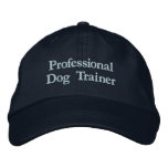 Blue On Blue Professional Dog Trainer Custom Text Embroidered Baseball Cap at Zazzle